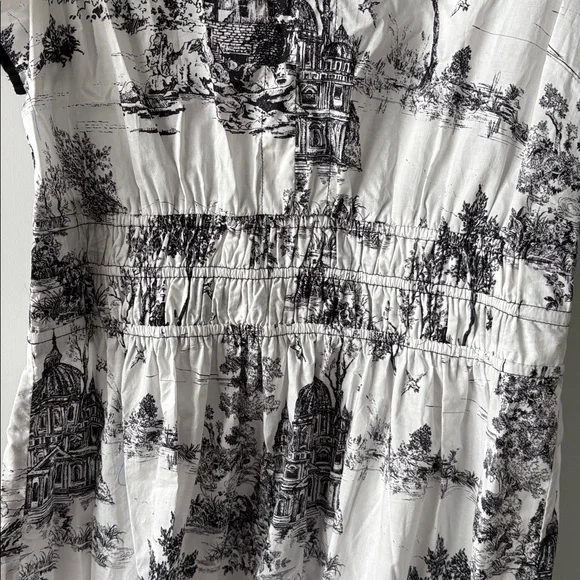 NWT Umgee Black and White Toile Print Midi Dress - Picture 5 of 5
